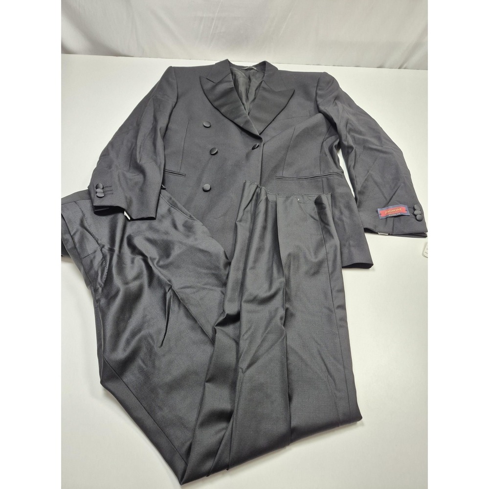 Roberto Zanieri Suit Mens 42 Black Wool Super 100s Tuxedo 2 Piece 36x36 NWT